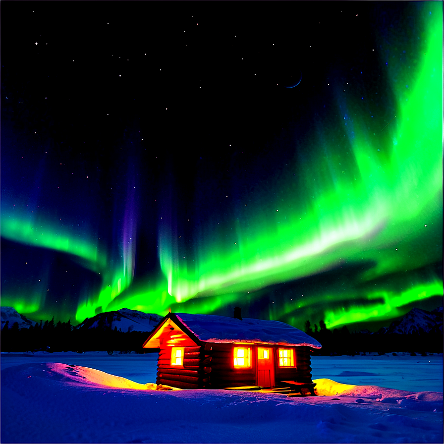 Cabin Under The Northern Lights Png 76 PNG Image