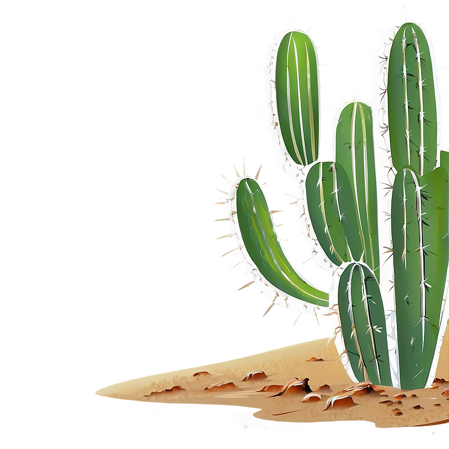 Cactus In Desert Dunes Png Mvh PNG Image