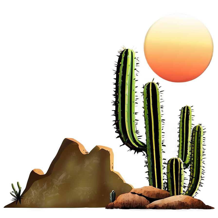 Cactus Sunset Landscape Png 06282024 PNG Image