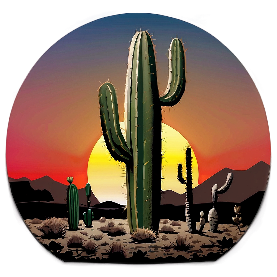 Cactus Sunset Scene Png 95 PNG Image