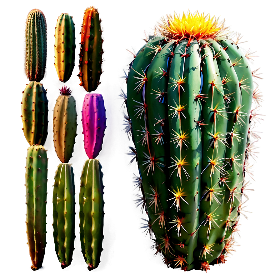 Cactus With Colorful Spines Png 06282024 PNG Image