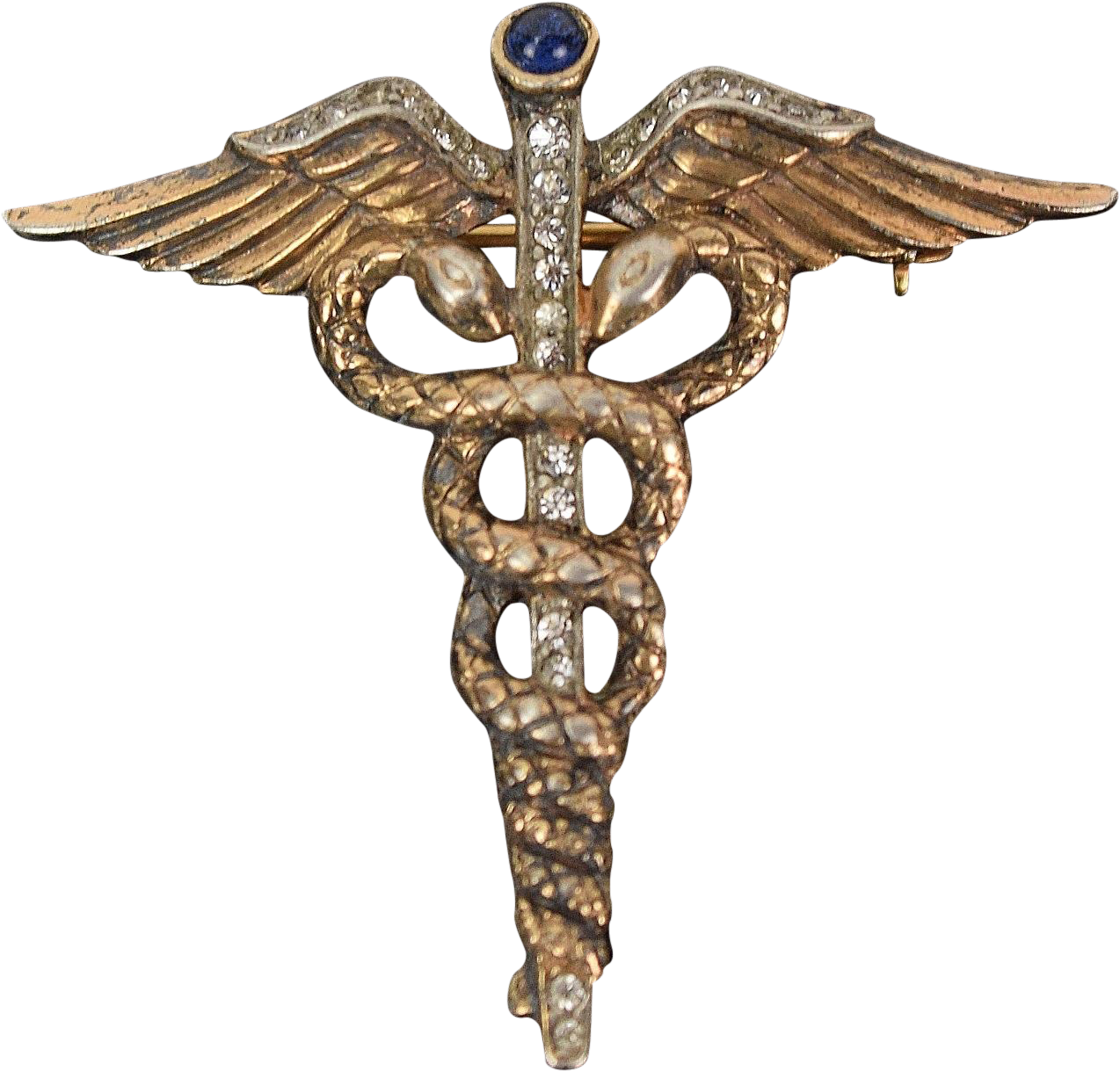 Caduceus Medical Symbol Brooch PNG Image