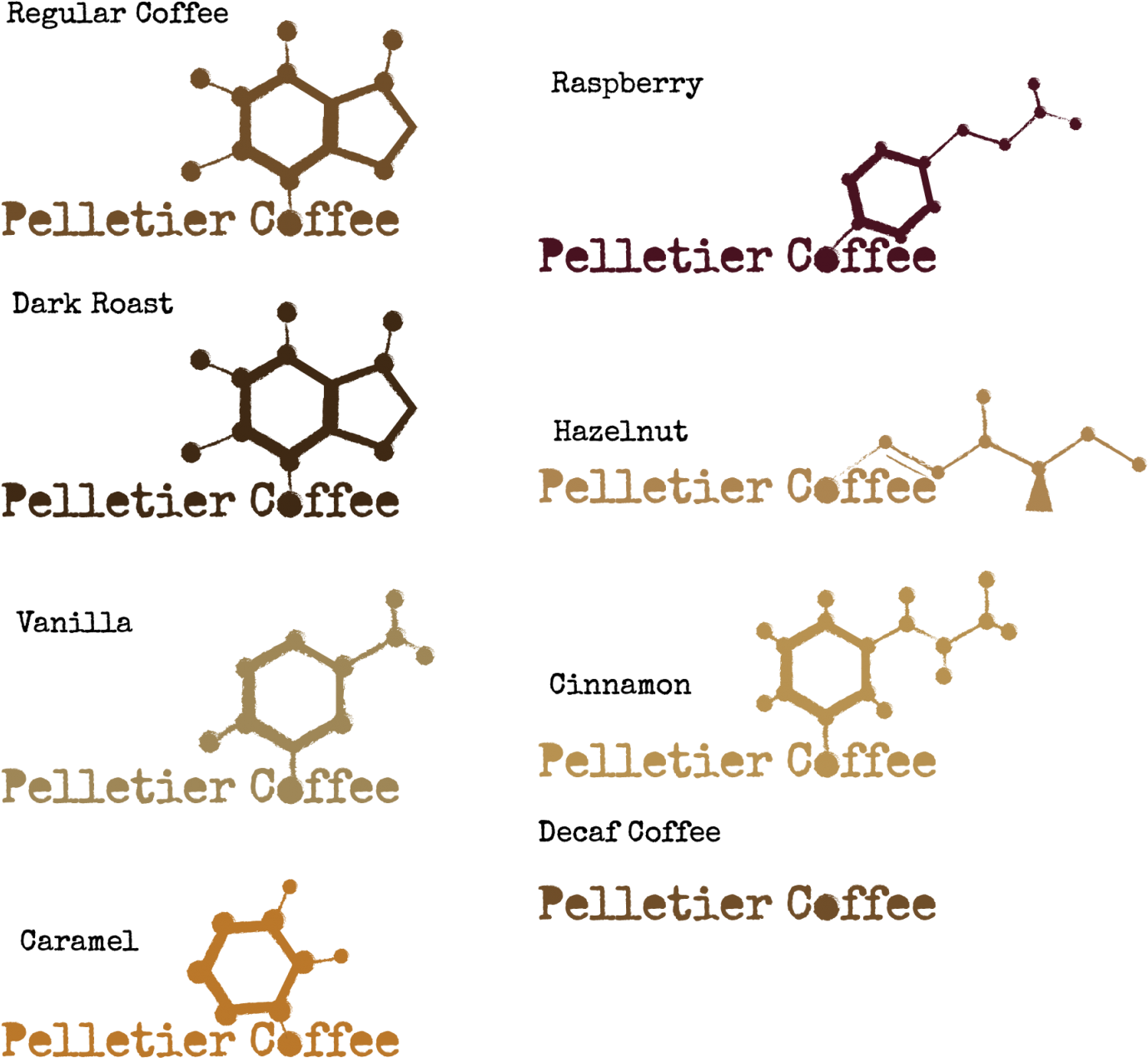 Caffeine Molecule Variations PNG Image