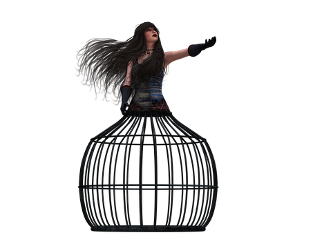 Caged Woman Artistic Expression.jpg PNG Image