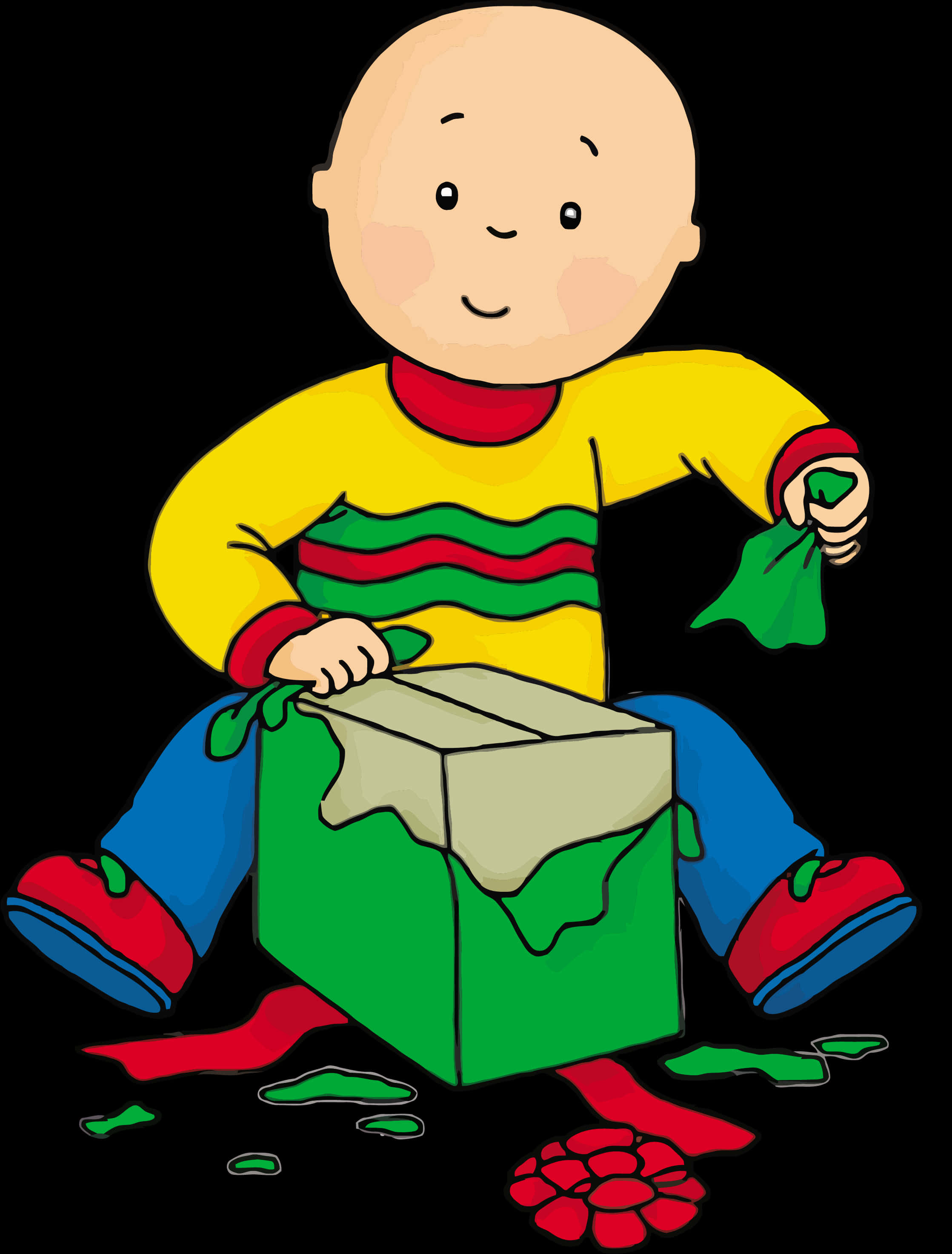 Caillou Opening Gift PNG Image