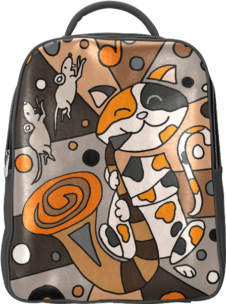 Calico Cat Backpackwith Abstract Design PNG Image