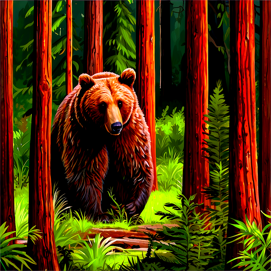 California Bear And Redwoods Png Iwq PNG Image