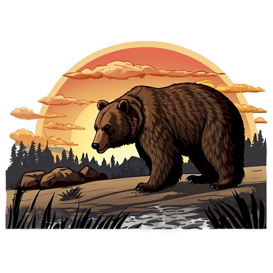 California Bear Sunset Scene Png Dth13 PNG Image