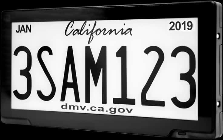 California License Plate2019 PNG Image