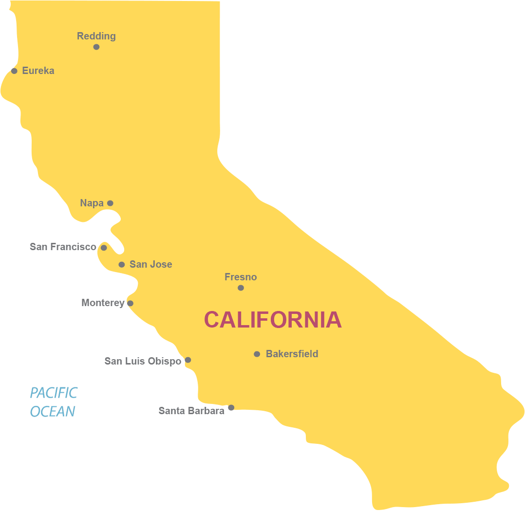 California Map Yellow Outline PNG Image