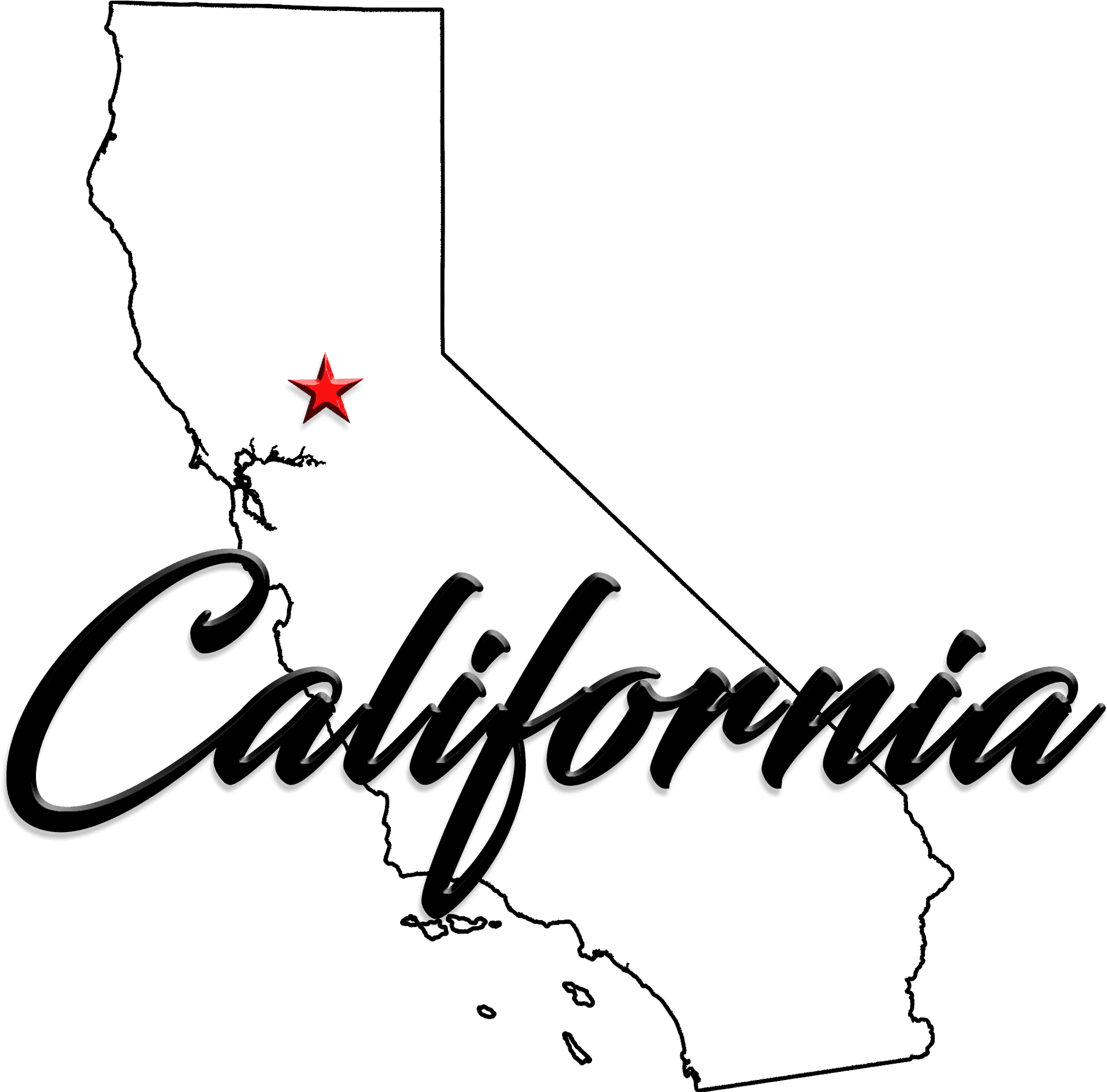 California Outlinewith Starand Name PNG Image