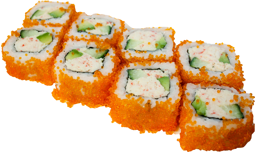 California Roll Sushiwith Tobiko PNG Image