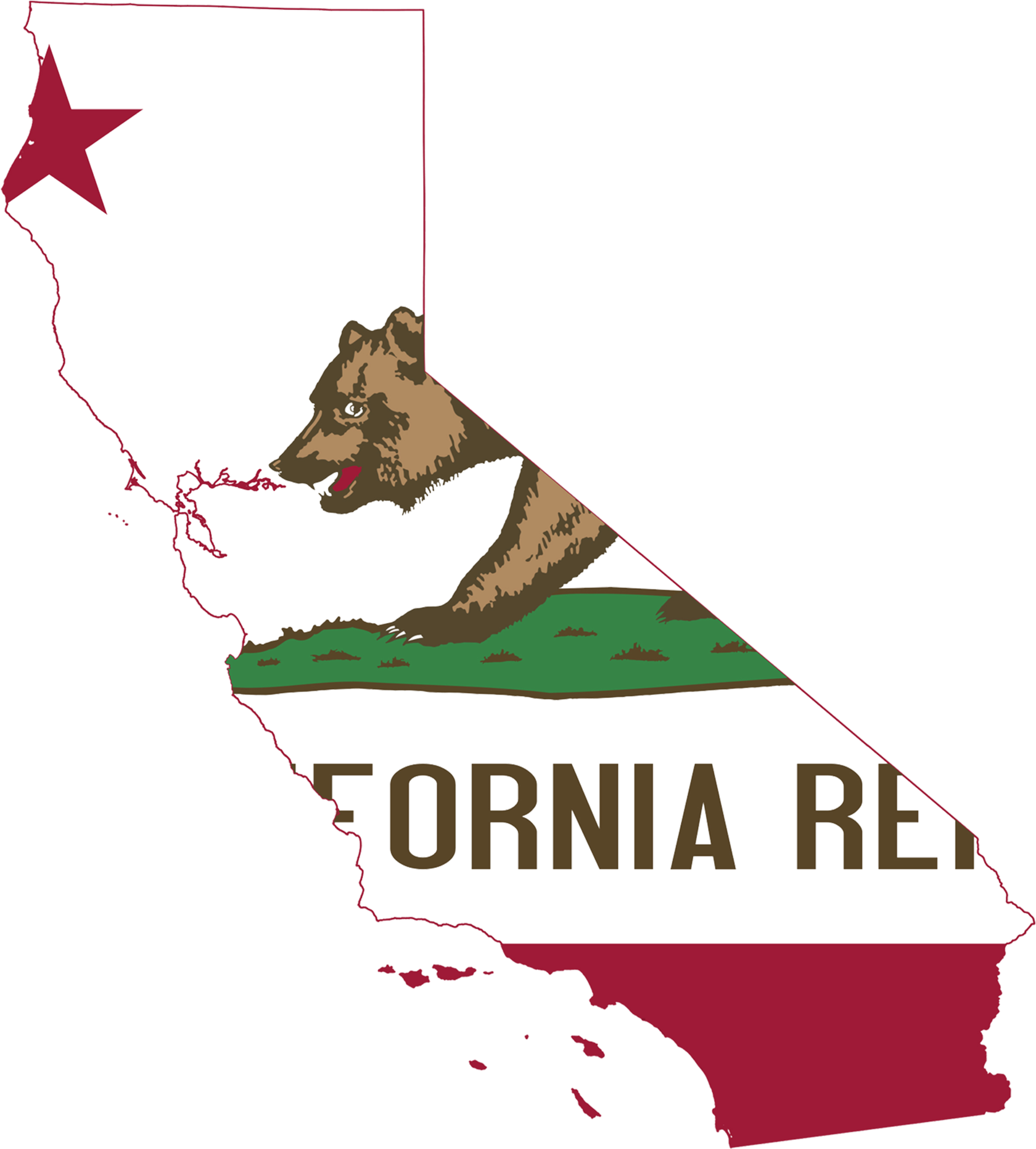 California State Outlinewith Bearand Star PNG Image