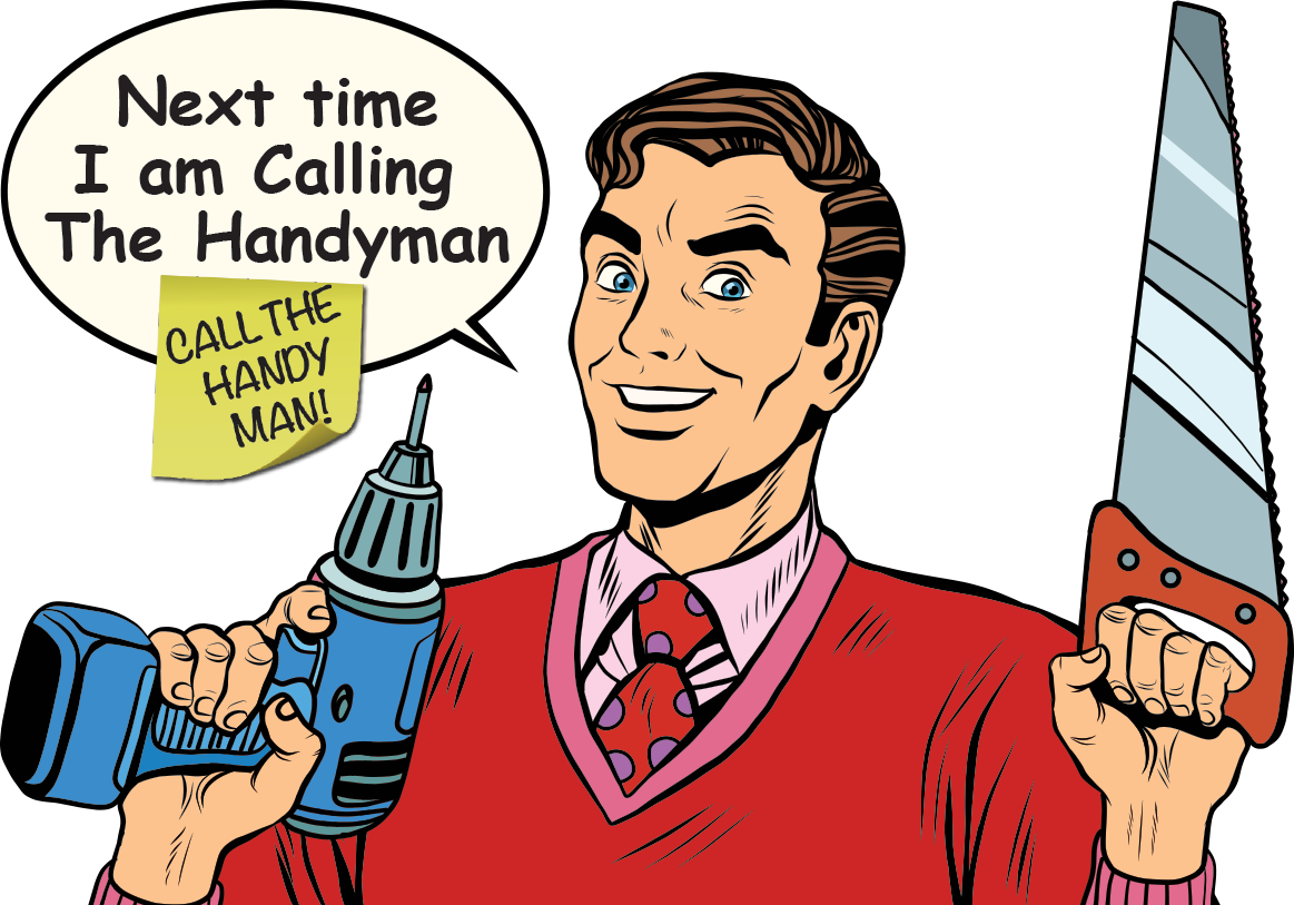 Calling The Handyman Comic Style Illustration PNG Image