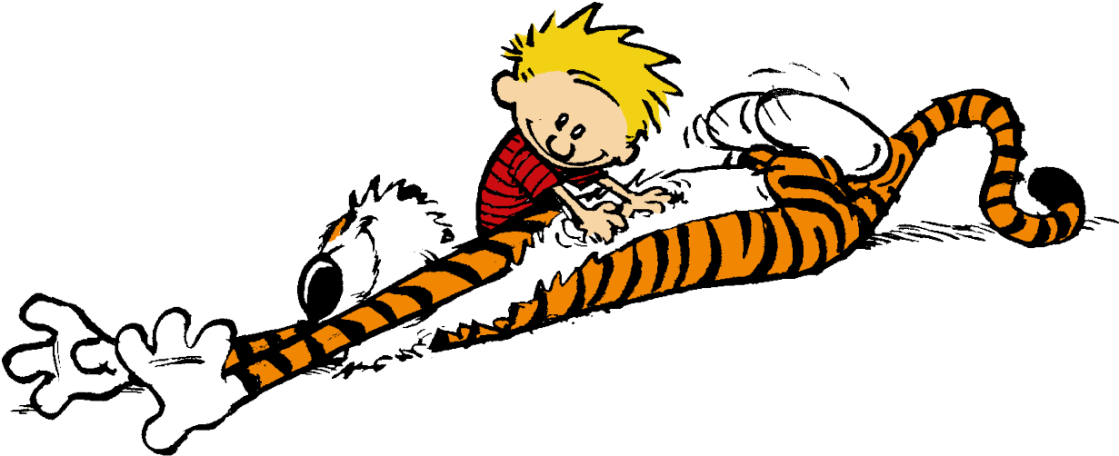 Calvinand Hobbes Playful Tumble PNG Image