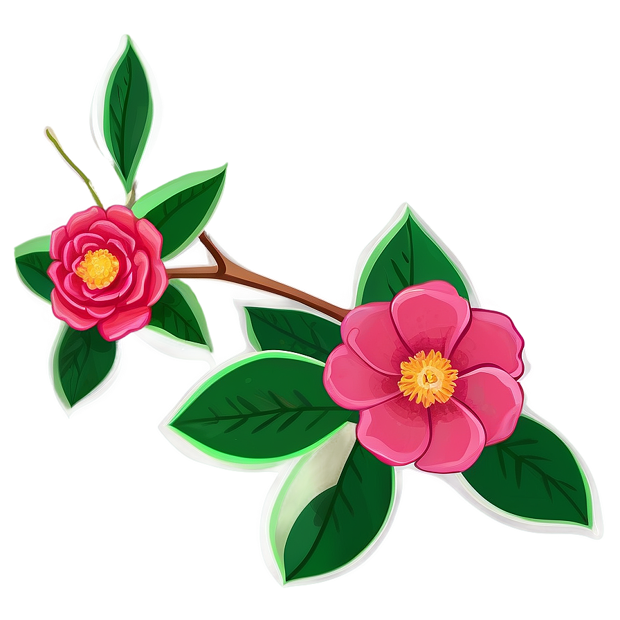 Camellia Flower Drawing Png Ane1 PNG Image