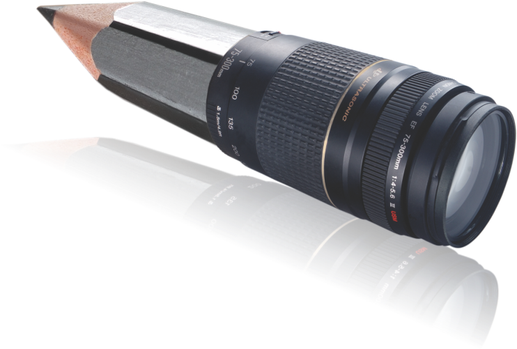 Camera Lens Pencil Hybrid PNG Image