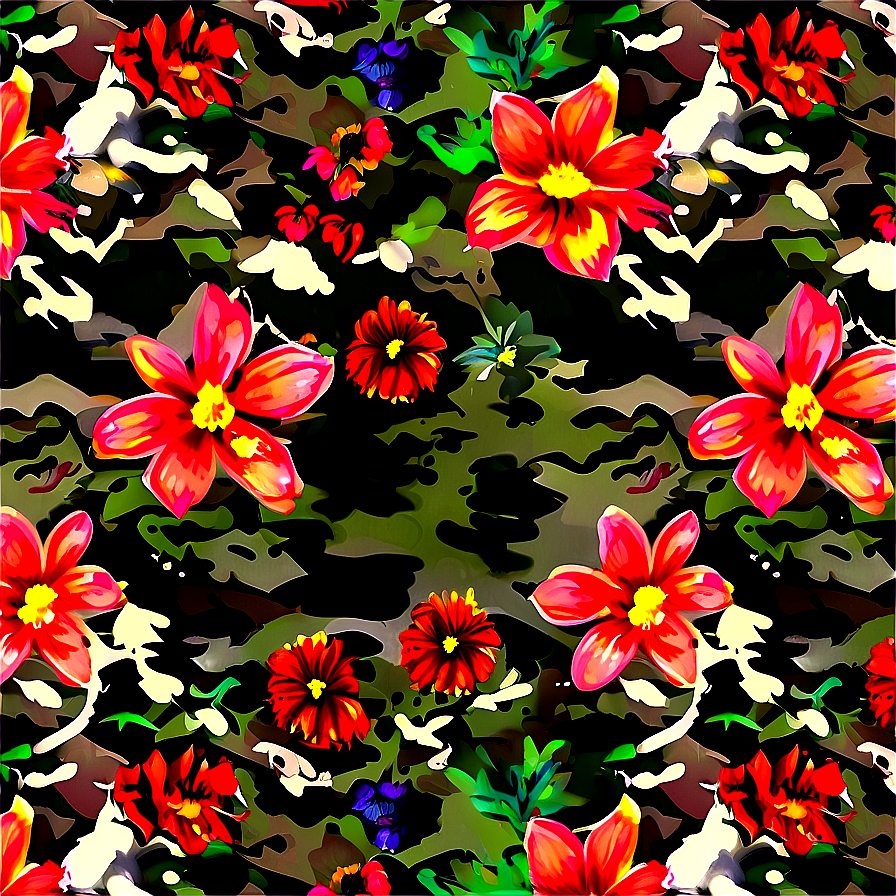 Camo Floral Pattern Png 6 PNG Image