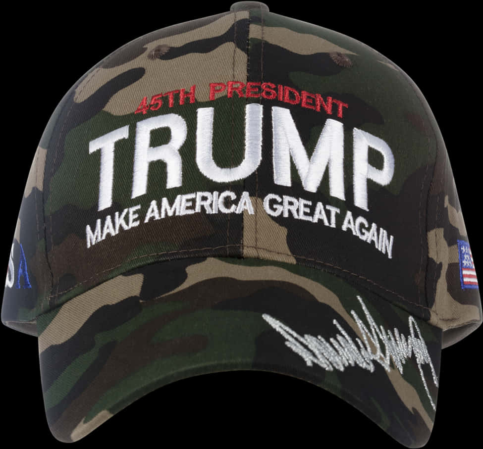 Camo Trump45th President Cap PNG Image