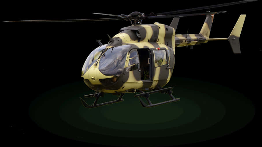 Camouflaged Helicopteron Display PNG Image