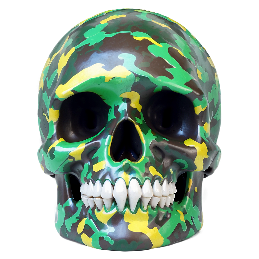 Camouflaged Skull Model Png B PNG Image