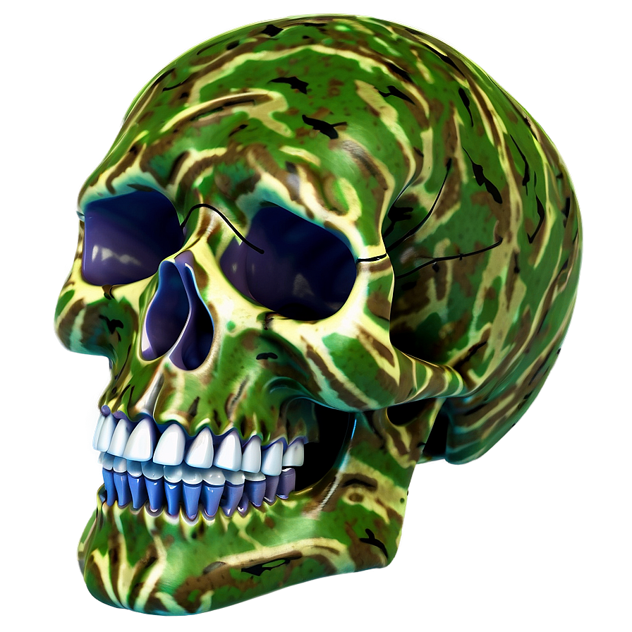 Camouflaged Skull Model Png D PNG Image