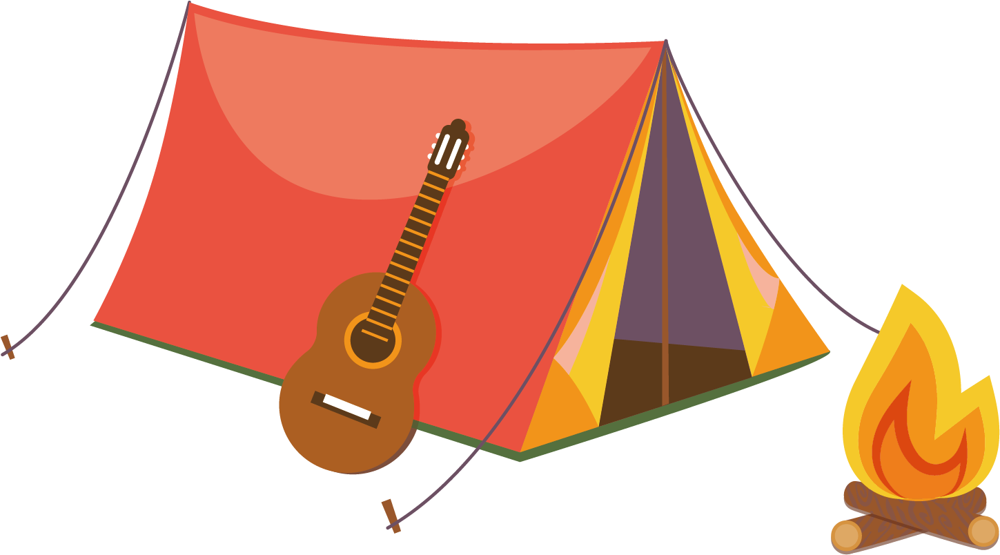 Camping Scenewith Guitarand Fire PNG Image