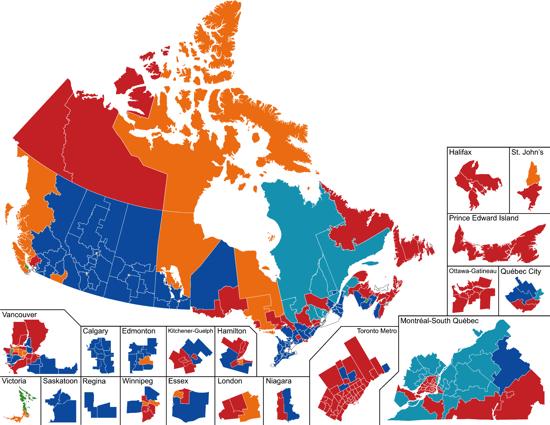 Canadian Election Results Map PNG Image