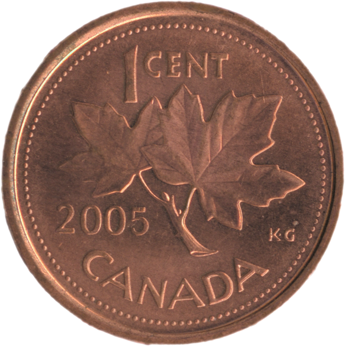 Canadian Penny2005with Maple Leaves PNG Image