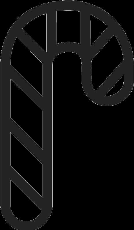 Candy Cane Icon Blackand White PNG Image