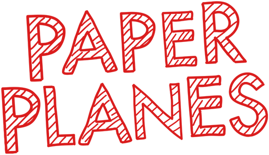 Candy Striped Paper Planes Text PNG Image