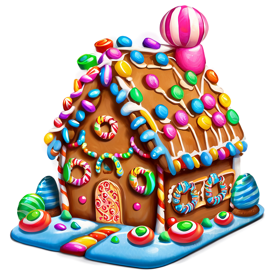 Candyland Gingerbread House Png Eiw PNG Image