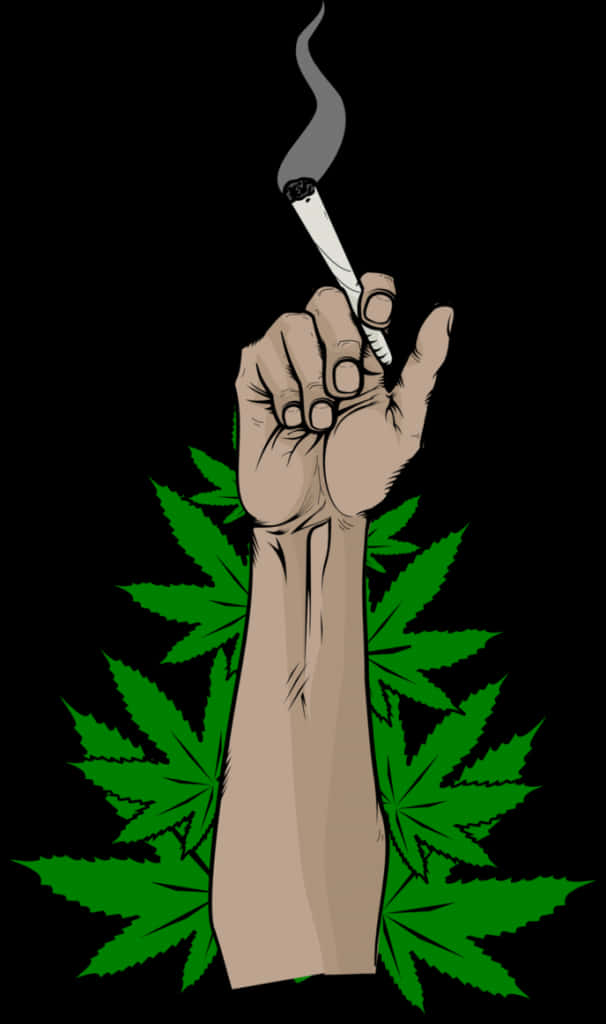 Cannabis Culture Fist Holding Joint PNG Image