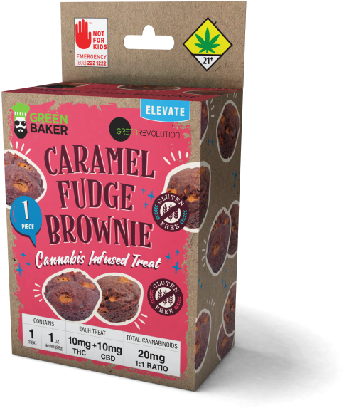 Cannabis Infused Caramel Fudge Brownie Packaging PNG Image