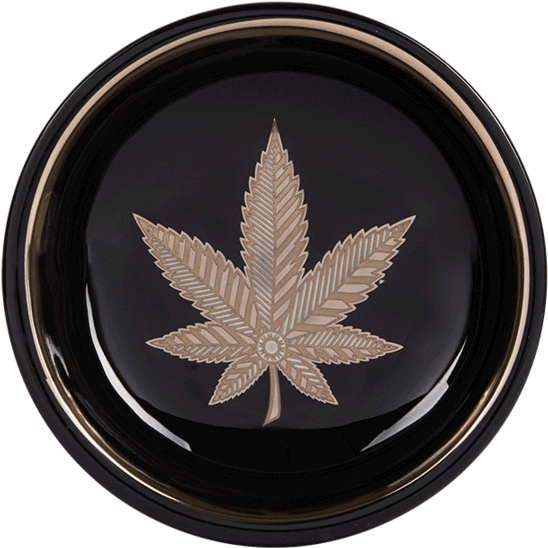 Cannabis Leaf Ashtray Design PNG Image