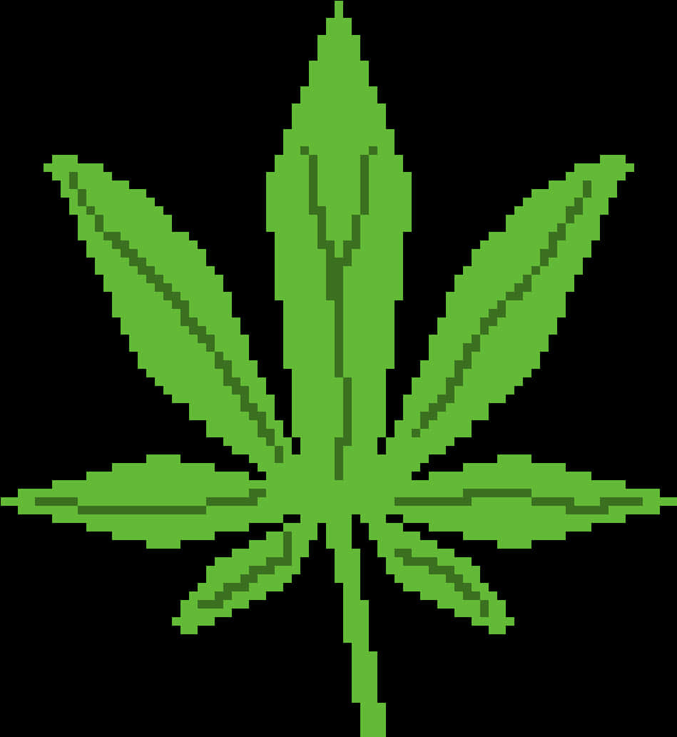 Cannabis Leaf Pixel Art PNG Image