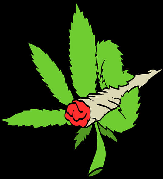 Cannabis Leafand Rose Graphic PNG Image