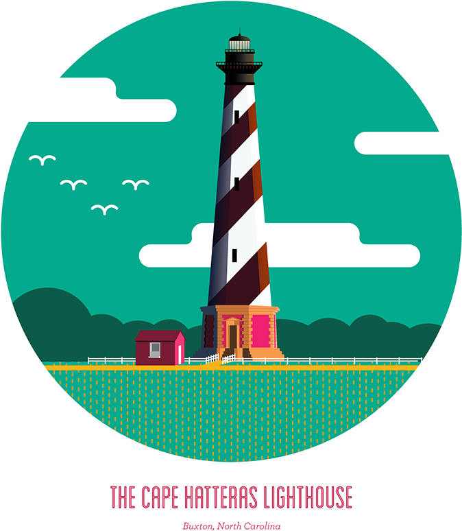 Cape Hatteras Lighthouse Illustration PNG Image