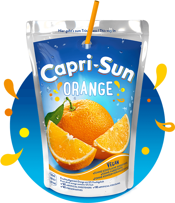 Capri Sun Orange Flavor Pouch PNG Image