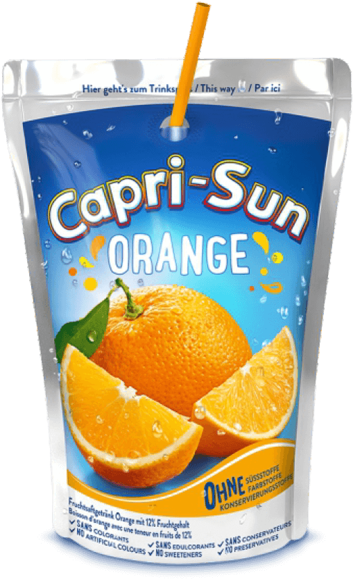 Capri Sun Orange Flavor Pouch PNG Image