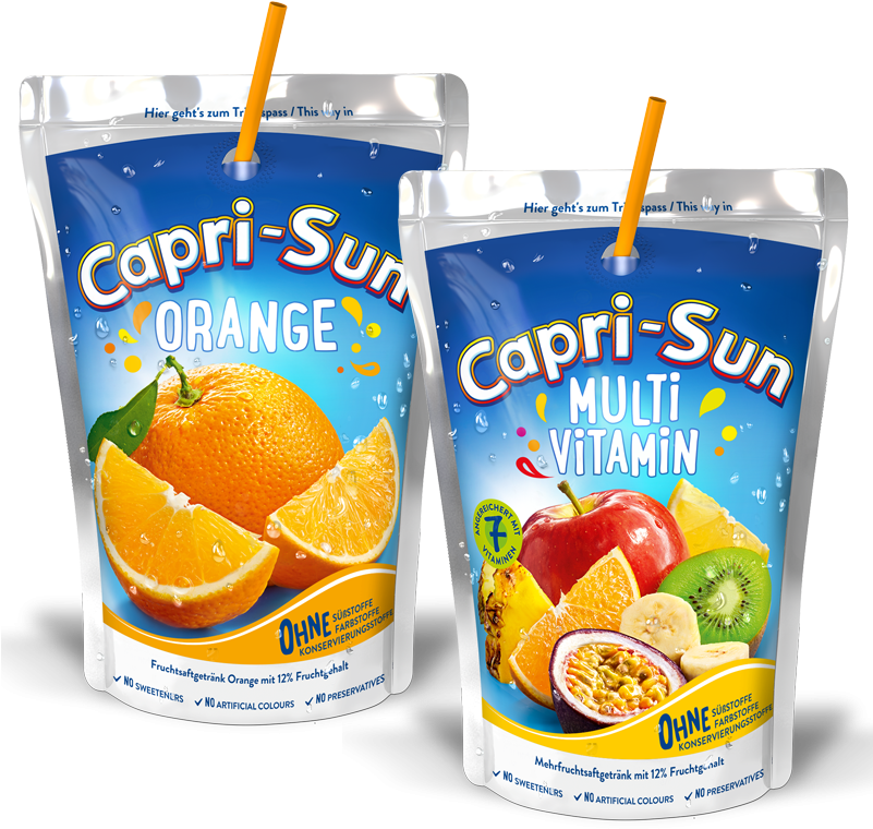 Capri Sun Orangeand Multi Vitamin Pouches PNG Image