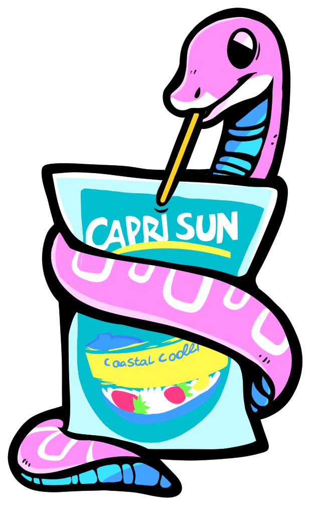 Capri Sun Snake Character Drinking PNG Image