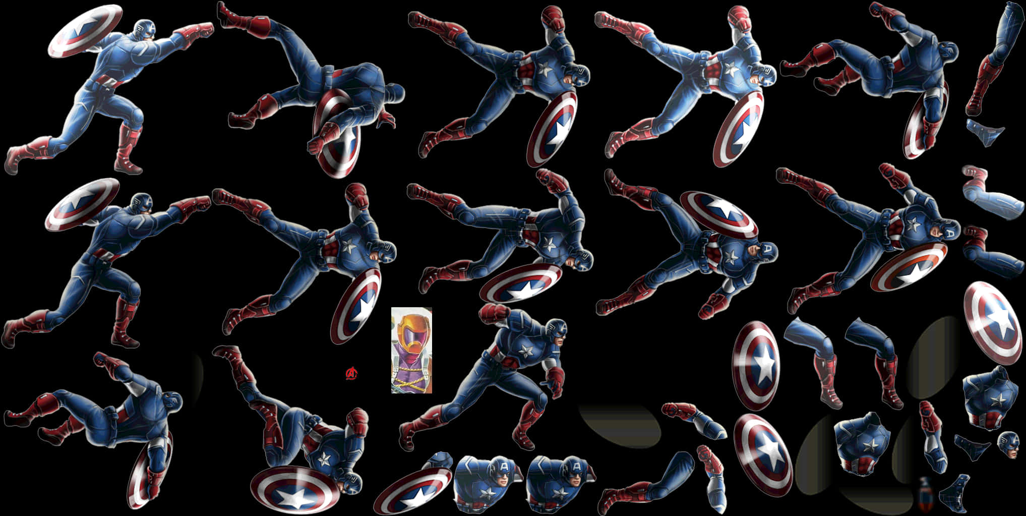 Captain America Action Poses PNG Image