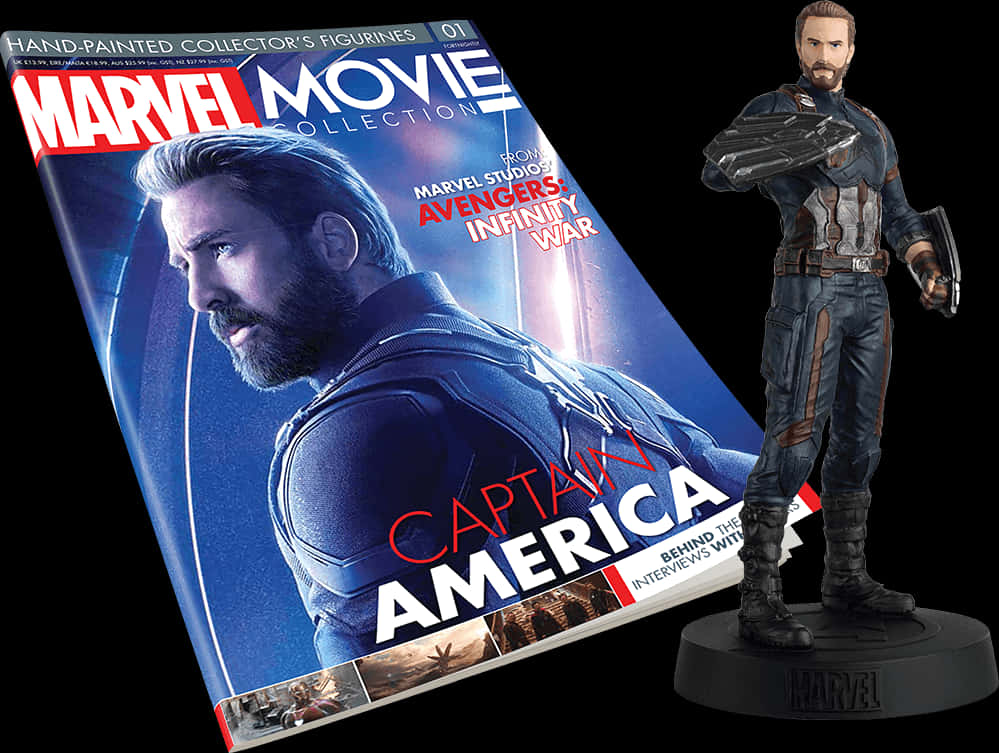 Captain America Infinity War Collectible Figureand Magazine PNG Image