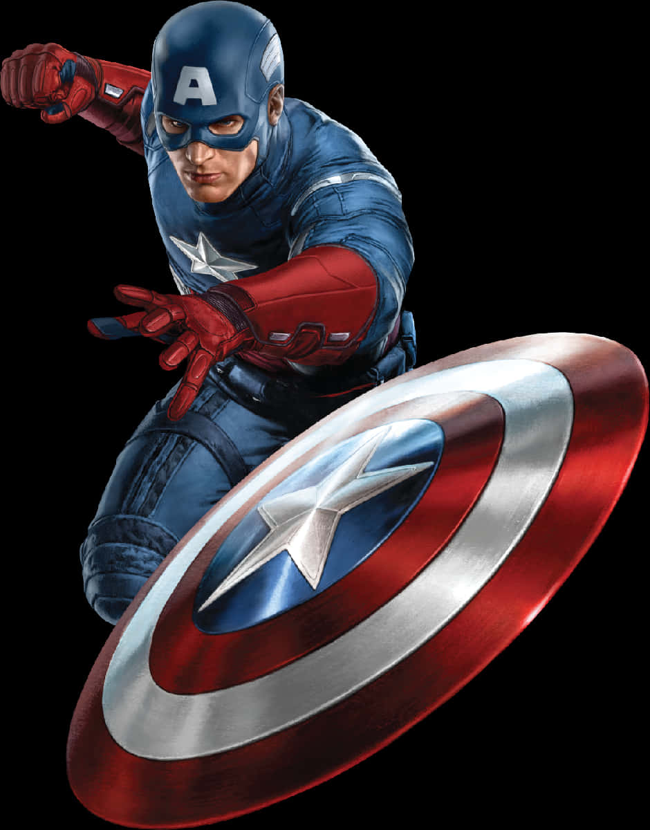 Captain America Shield Action Pose PNG Image