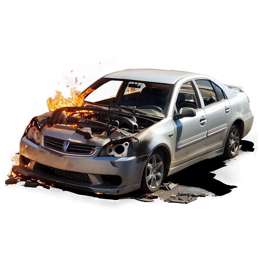 Car Crash Fire Explosion Png 06112024 PNG Image