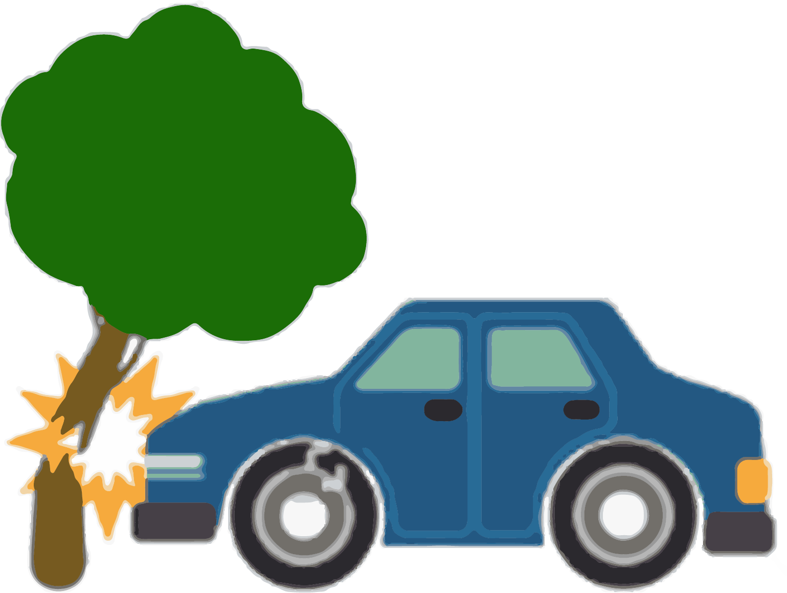 Car Crash Into Tree Illustration PNG Image