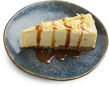 Caramel Drizzled Cheesecake Slice PNG Image