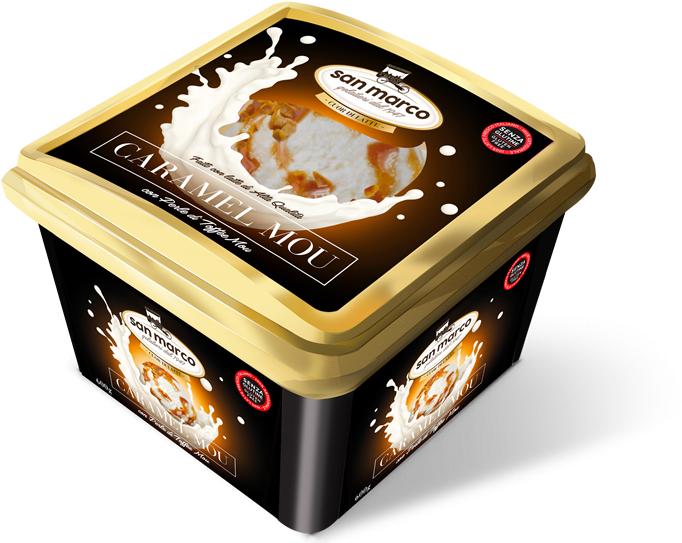 Caramel Mou Ice Cream Packaging PNG Image