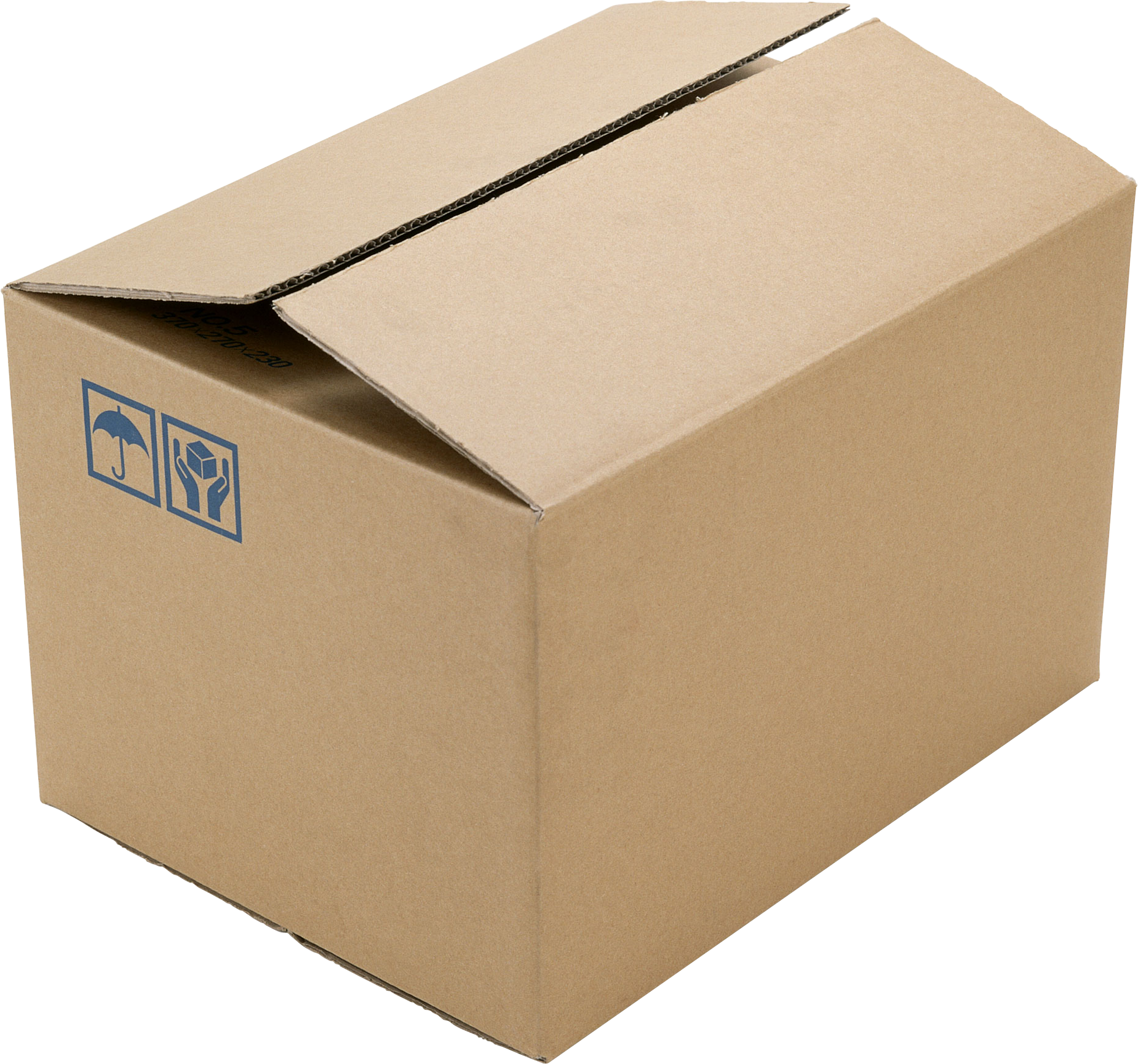 Cardboard Shipping Box Open Flap PNG Image